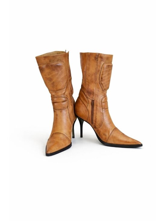 Charlie 1 Horse by Lucchese Shoes - Charlie 1 Horse by Lucchese Women's Cognac Leather Stiletto Western Boots 6.5 B